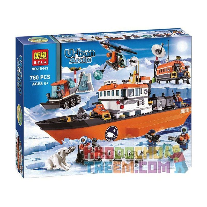 NOT LEGO City 60062 Arctic Icebreaker, Bela 10443 Lari 10443 Xếp hình Tàu phá băng vùng cực 717 khối NOT LEGO City 60062 Arctic Icebreaker, Bela 10443 Lari 10443 Xếp hình Tàu phá băng vùng cực 717 khối