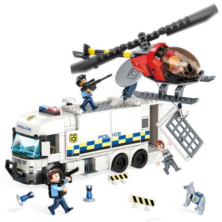 GUDI 10005 non  XE CHỈ HUY CƠ ĐỘNG bộ đồ chơi xếp lắp ráp ghép mô hình Police LIVIN'CITY MOBILE COMMAND CAR Cảnh Sát 427 khối