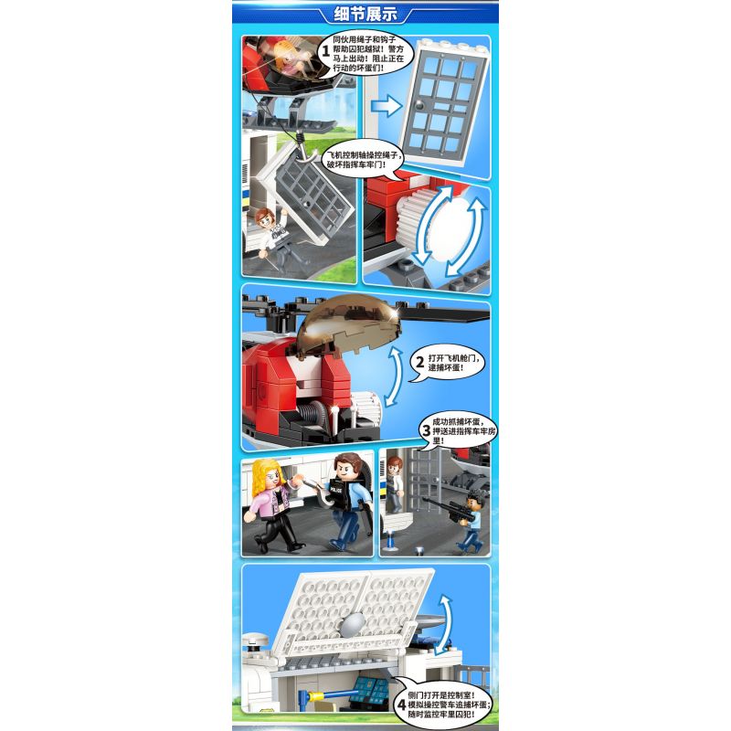 GUDI 10005 non  XE CHỈ HUY CƠ ĐỘNG bộ đồ chơi xếp lắp ráp ghép mô hình Police LIVIN'CITY MOBILE COMMAND CAR Cảnh Sát 427 khối