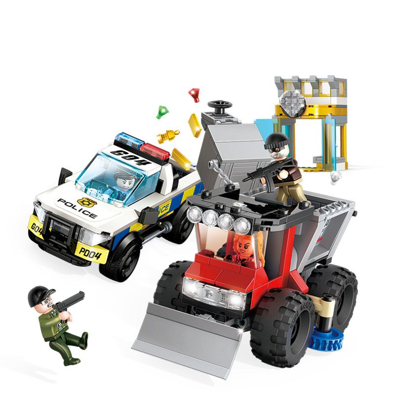 GUDI 10004 non Lego CƯỚP NGÂN HÀNG bộ đồ chơi xếp lắp ráp ghép mô hình Police LIVIN'CITY BANK ROBBERY Cảnh Sát 437 khối