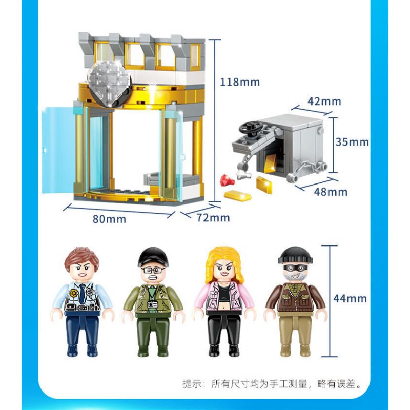 GUDI 10004 non  CƯỚP NGÂN HÀNG bộ đồ chơi xếp lắp ráp ghép mô hình Police LIVIN'CITY BANK ROBBERY Cảnh Sát 437 khối