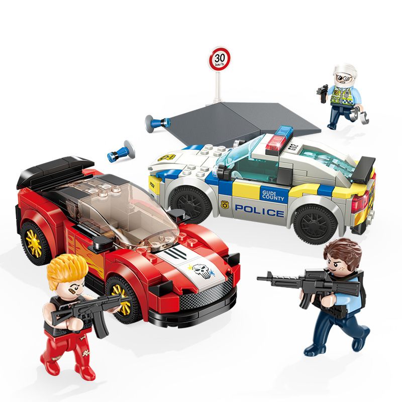 GUDI 10002 non Lego THEO ĐUỔI NONG bộ đồ chơi xếp lắp ráp ghép mô hình Police LIVIN'CITY SPEED TRACKING Cảnh Sát 327 khối