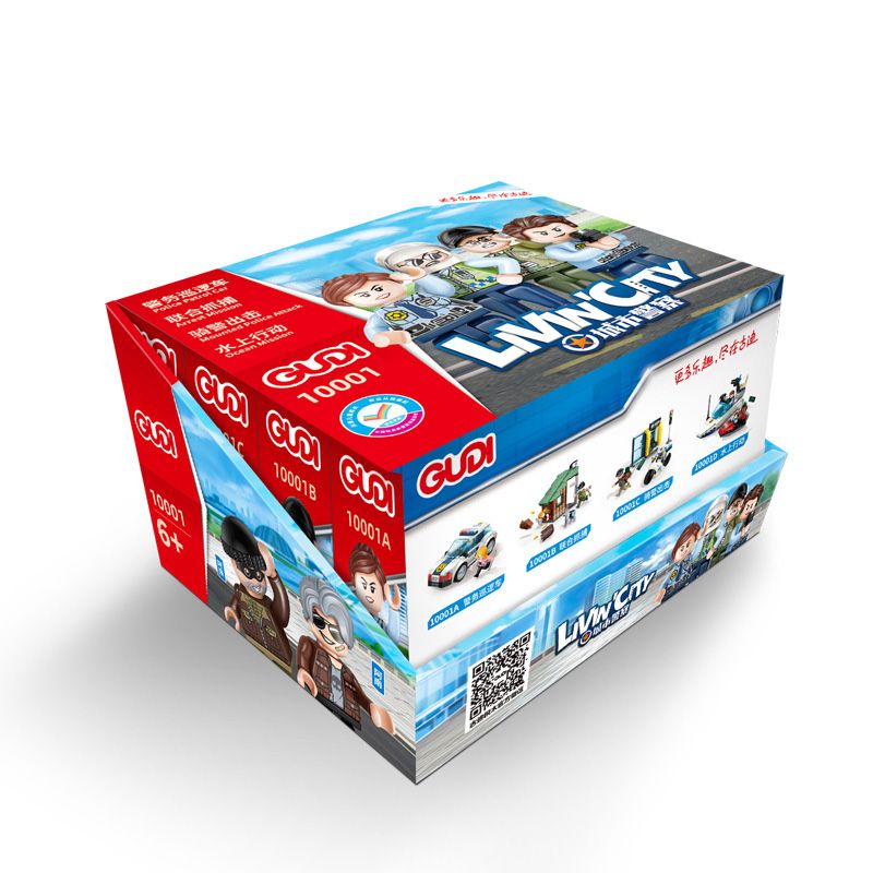 GUDI 10001 10001A 10001B 10001C 10001D non Lego CẢNH SÁT THÀNH PHỐ 4 TRONG 1 bộ đồ chơi xếp lắp ráp ghép mô hình City LIVIN'CITY 452 khối