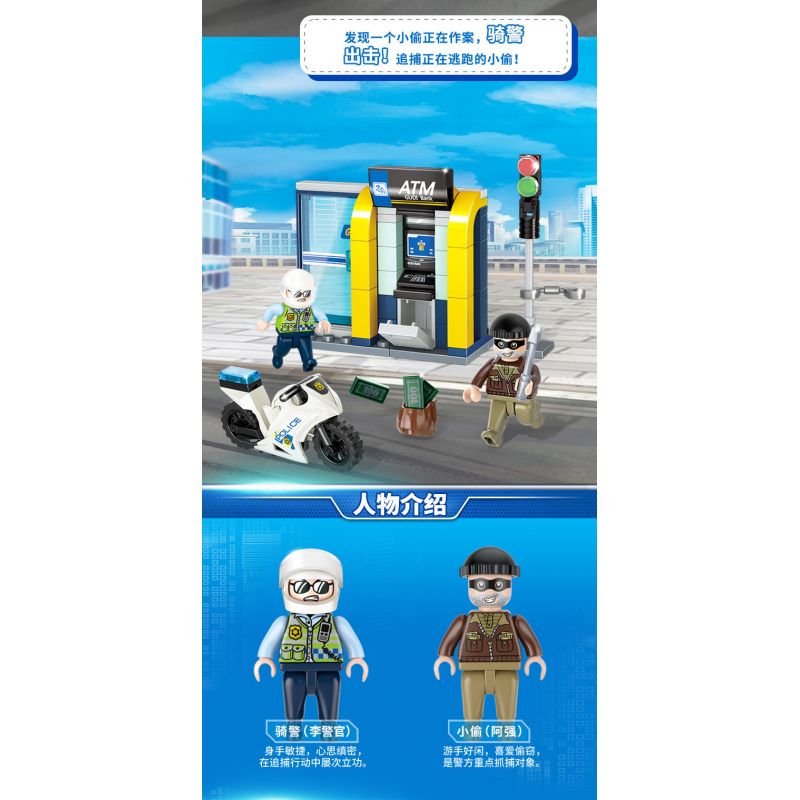 GUDI 10001 10001A 10001B 10001C 10001D non  CẢNH SÁT THÀNH PHỐ 4 TRONG 1 bộ đồ chơi xếp lắp ráp ghép mô hình City LIVIN'CITY 452 khối