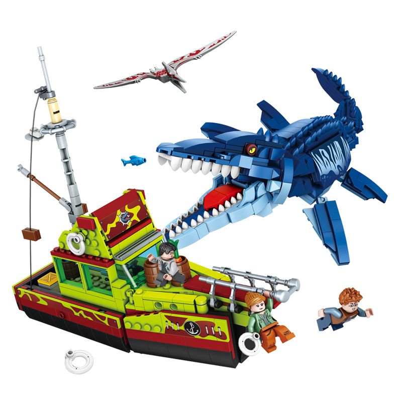 FORANGE FC3724 3724 non Lego THOÁT KHỎI MIỆNG CỦA MOSASAUR bộ đồ chơi xếp lắp ráp ghép mô hình DINOSAUR ALIVE 888 khối