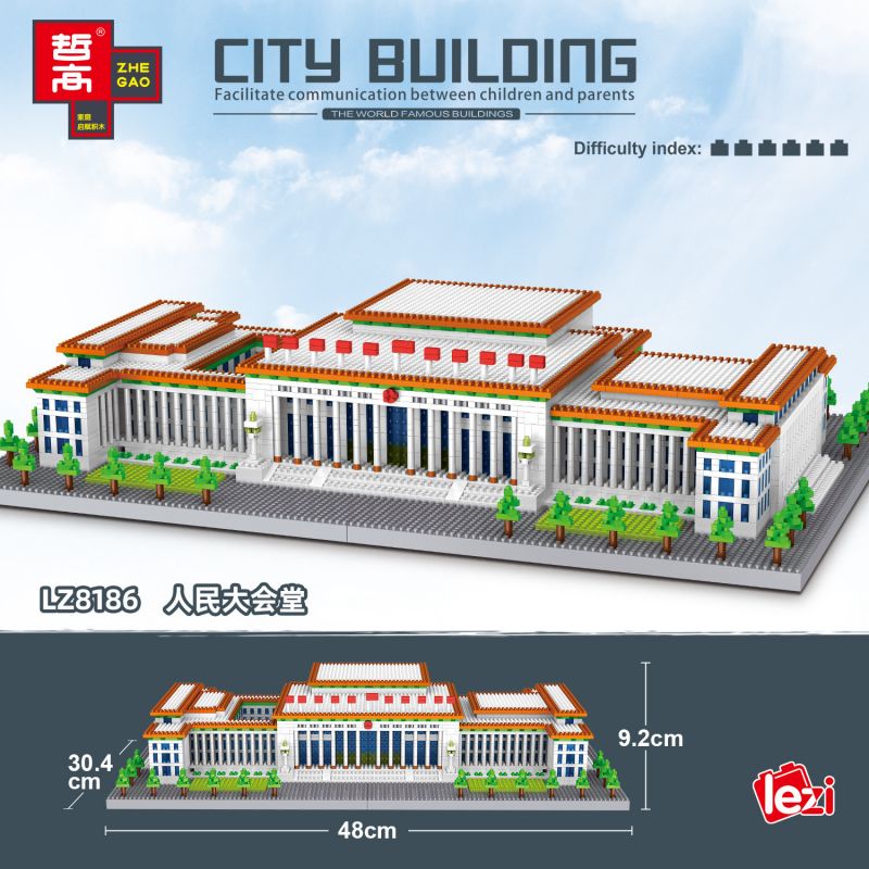 FUN IMAGINATION LZ8186 8186 non  ĐẠI LỄ ĐƯỜNG NHÂN DÂN bộ đồ chơi xếp lắp ráp ghép mô hình Creator GREAT HALL OF THE PEOPLE Sáng Tạo 3730 khối