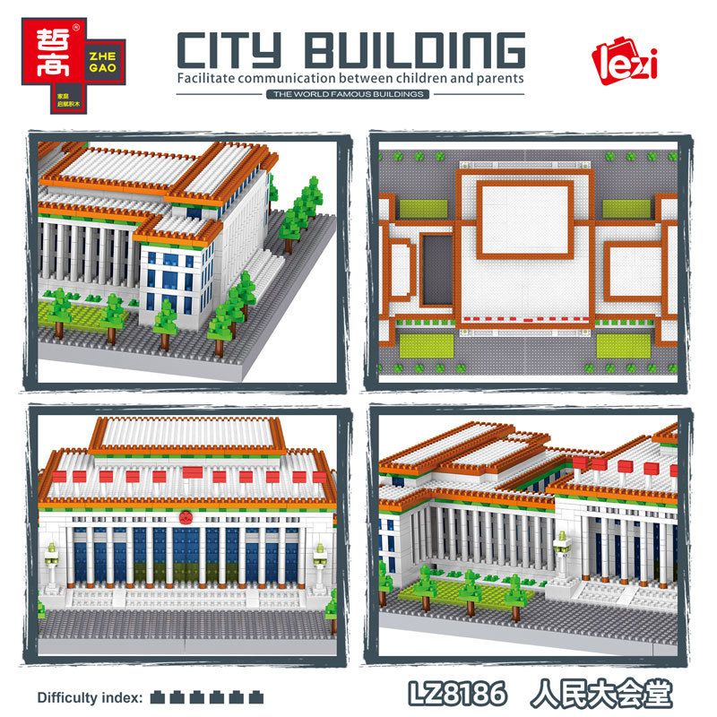 FUN IMAGINATION LZ8186 8186 non  ĐẠI LỄ ĐƯỜNG NHÂN DÂN bộ đồ chơi xếp lắp ráp ghép mô hình Creator GREAT HALL OF THE PEOPLE Sáng Tạo 3730 khối