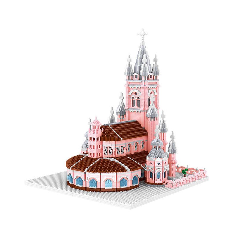FUN IMAGINATION LZ8052 8052 non  NHÀ THỜ THÁNH TÂM CHÚA GIÊSU HỒ CHÍ MINH VIỆT NAM bộ đồ chơi xếp lắp ráp ghép mô hình Creator HO CHI MINH PINK CHURCH Sáng Tạo 7017 khối