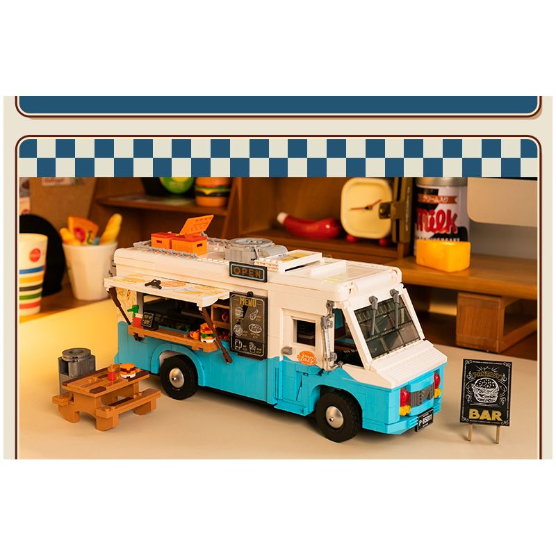 PANTASY 85011 XE TẢI THỰC PHẨM HOÀI CỔ bộ đồ chơi xếp lắp ráp ghép mô hình Creator RETRO FOOD TRUCK Sáng Tạo 2300 khối