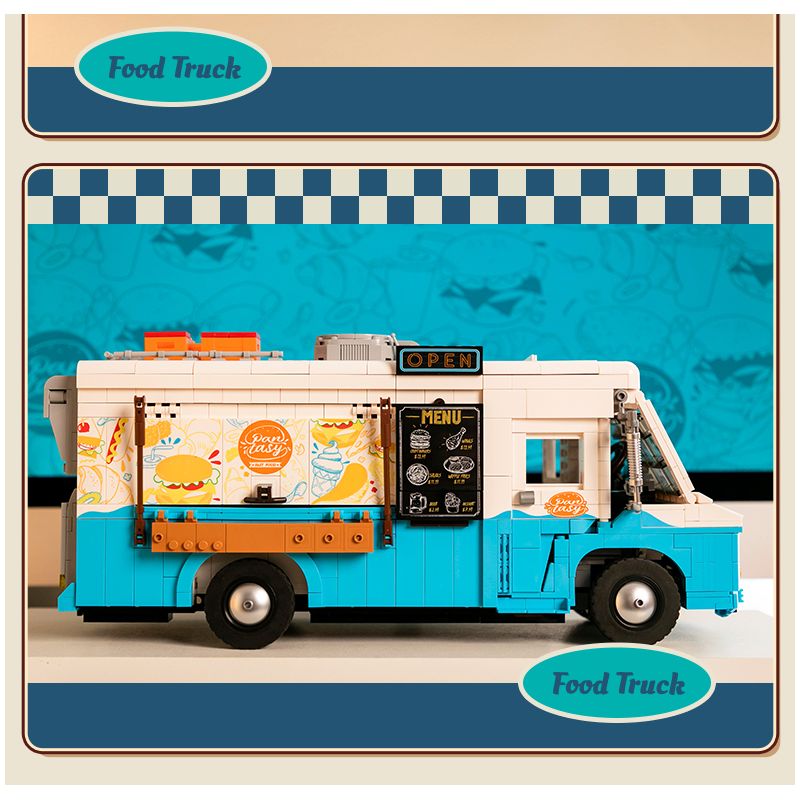 PANTASY 85011 XE TẢI THỰC PHẨM HOÀI CỔ bộ đồ chơi xếp lắp ráp ghép mô hình Creator RETRO FOOD TRUCK Sáng Tạo 2300 khối