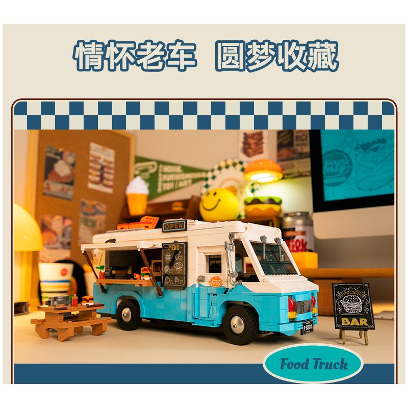 PANTASY 85011 XE TẢI THỰC PHẨM HOÀI CỔ bộ đồ chơi xếp lắp ráp ghép mô hình Creator RETRO FOOD TRUCK Sáng Tạo 2300 khối