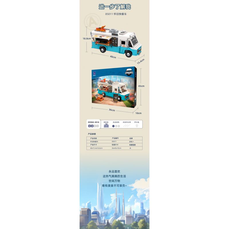 PANTASY 85011 XE TẢI THỰC PHẨM HOÀI CỔ bộ đồ chơi xếp lắp ráp ghép mô hình Creator RETRO FOOD TRUCK Sáng Tạo 2300 khối