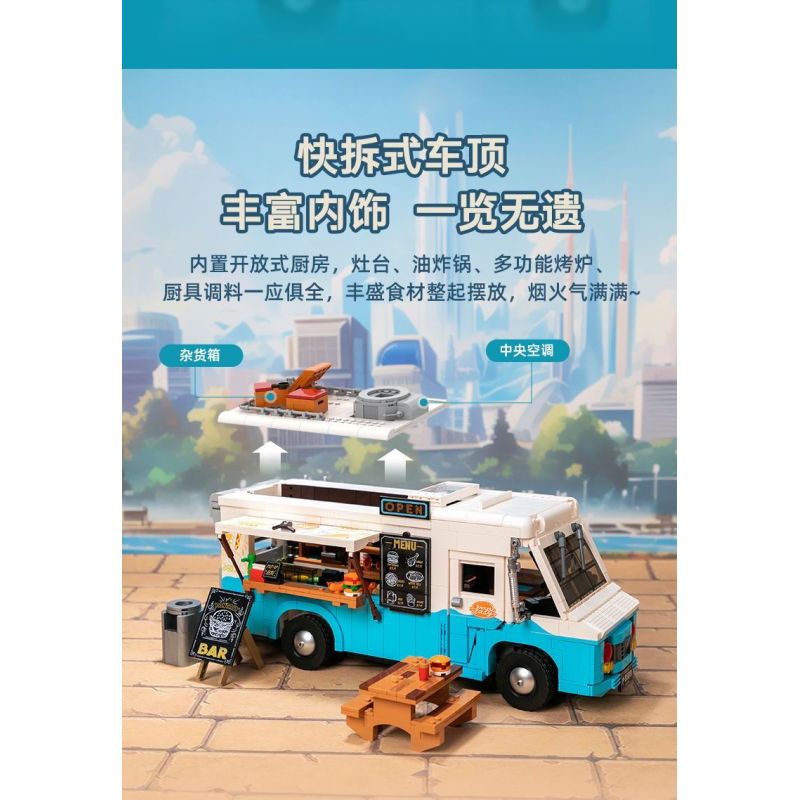 PANTASY 85011 XE TẢI THỰC PHẨM HOÀI CỔ bộ đồ chơi xếp lắp ráp ghép mô hình Creator RETRO FOOD TRUCK Sáng Tạo 2300 khối