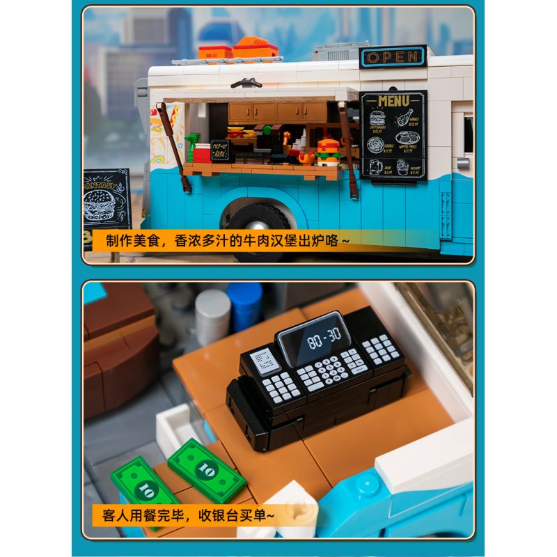 PANTASY 85011 XE TẢI THỰC PHẨM HOÀI CỔ bộ đồ chơi xếp lắp ráp ghép mô hình Creator RETRO FOOD TRUCK Sáng Tạo 2300 khối