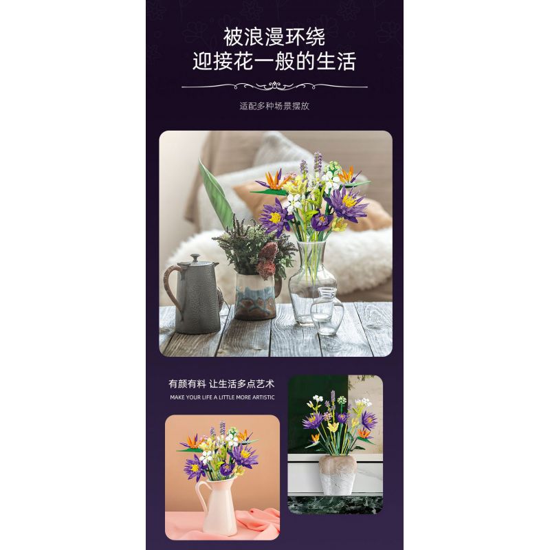 JIESTAR JJ9046 9046 BÓ HOA bộ đồ chơi xếp lắp ráp ghép mô hình Creator TROPICAL FLOWER BOUQUET Sáng Tạo 891 khối