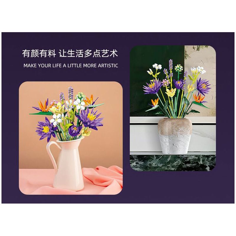 JIESTAR JJ9046 9046 BÓ HOA bộ đồ chơi xếp lắp ráp ghép mô hình Creator TROPICAL FLOWER BOUQUET Sáng Tạo 891 khối