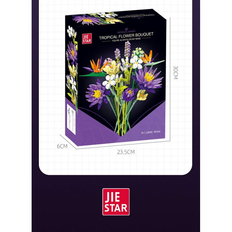 JIESTAR JJ9046 9046 BÓ HOA bộ đồ chơi xếp lắp ráp ghép mô hình Creator TROPICAL FLOWER BOUQUET Sáng Tạo 891 khối