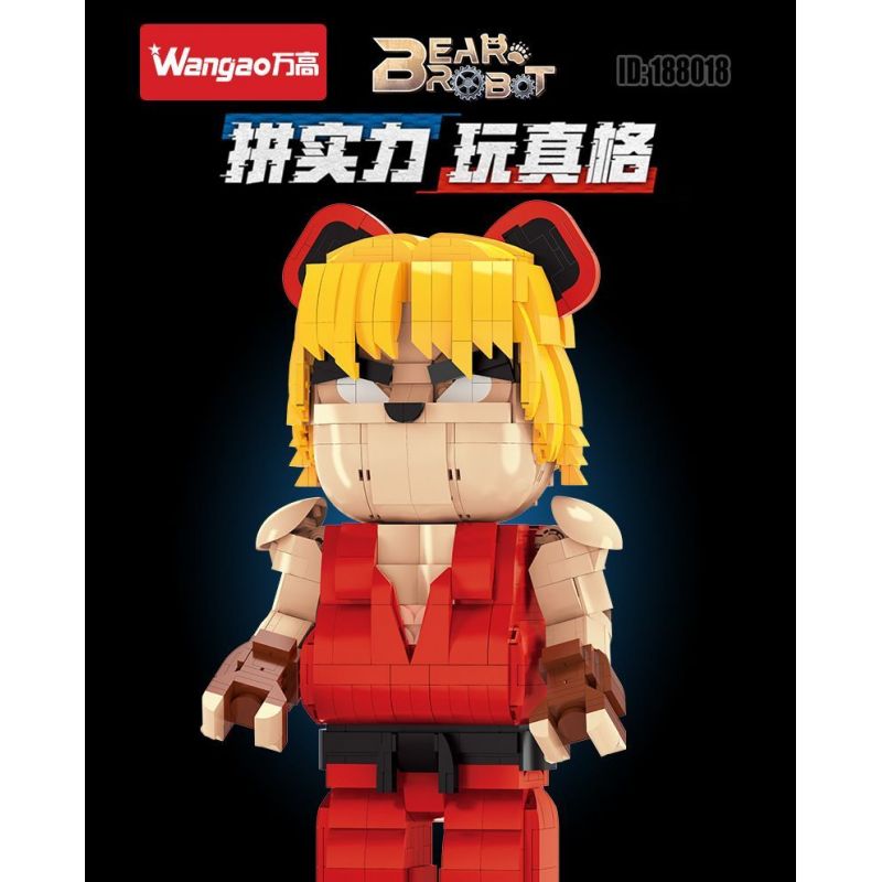 WANGAO 188018 GẤU CƠ STREET FIGHTER KEN 400% bộ đồ chơi xếp lắp ráp ghép mô hình BEAR ROBOT