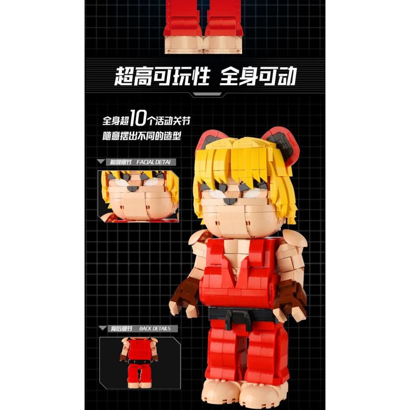 WANGAO 188018 GẤU CƠ STREET FIGHTER KEN 400% bộ đồ chơi xếp lắp ráp ghép mô hình BEAR ROBOT