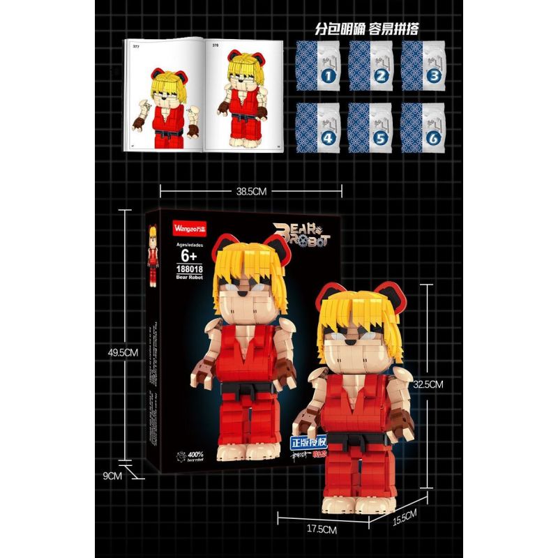 WANGAO 188018 GẤU CƠ STREET FIGHTER KEN 400% bộ đồ chơi xếp lắp ráp ghép mô hình BEAR ROBOT
