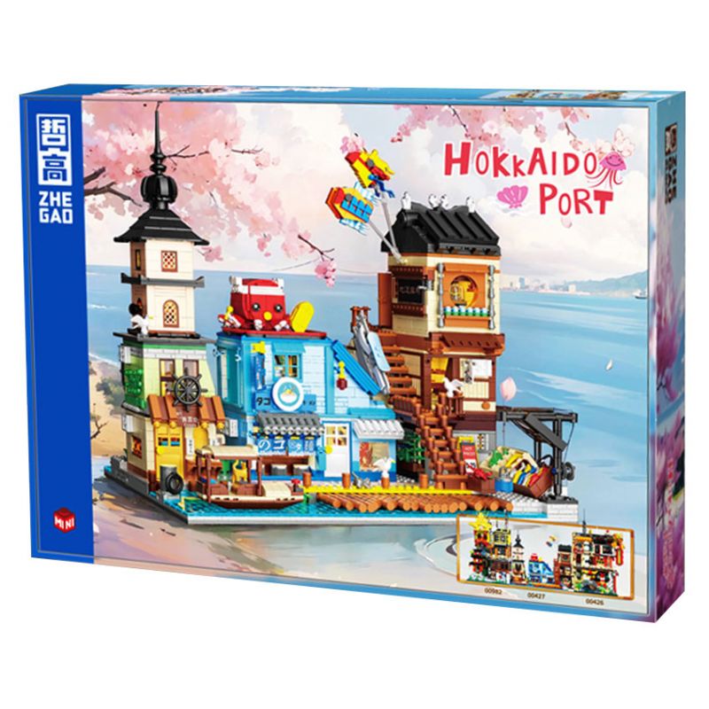 ZHEGAO 00427 non Lego NHÀ GA HOKKAIDO bộ đồ chơi xếp lắp ráp ghép mô hình HOKKAIDO PORT 3321 khối