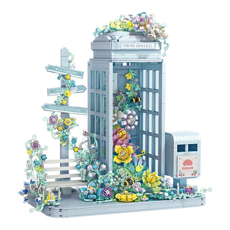 TAOTAOGUANGNIAN TT1001 1001 non Lego BỐT ĐIỆN THOẠI HOA bộ đồ chơi xếp lắp ráp ghép mô hình TELEPHONE BOOTH 2079 khối