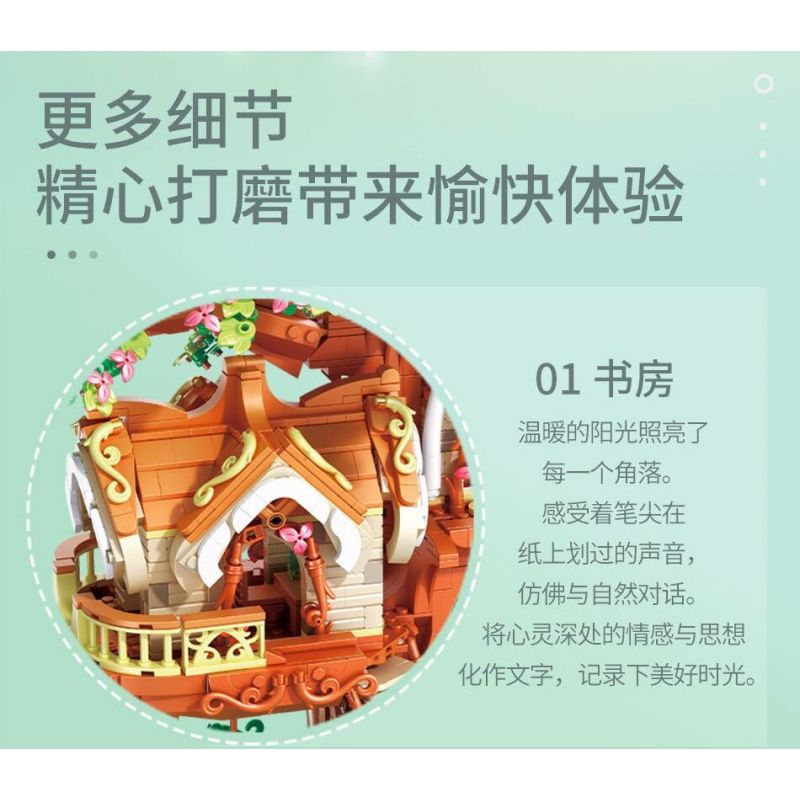 TAOTAOGUANG YEAR TT2001 2001 NGÔI NHÀ TRÊN CÂY RỪNG XANH bộ đồ chơi xếp lắp ráp ghép mô hình 2506 khối