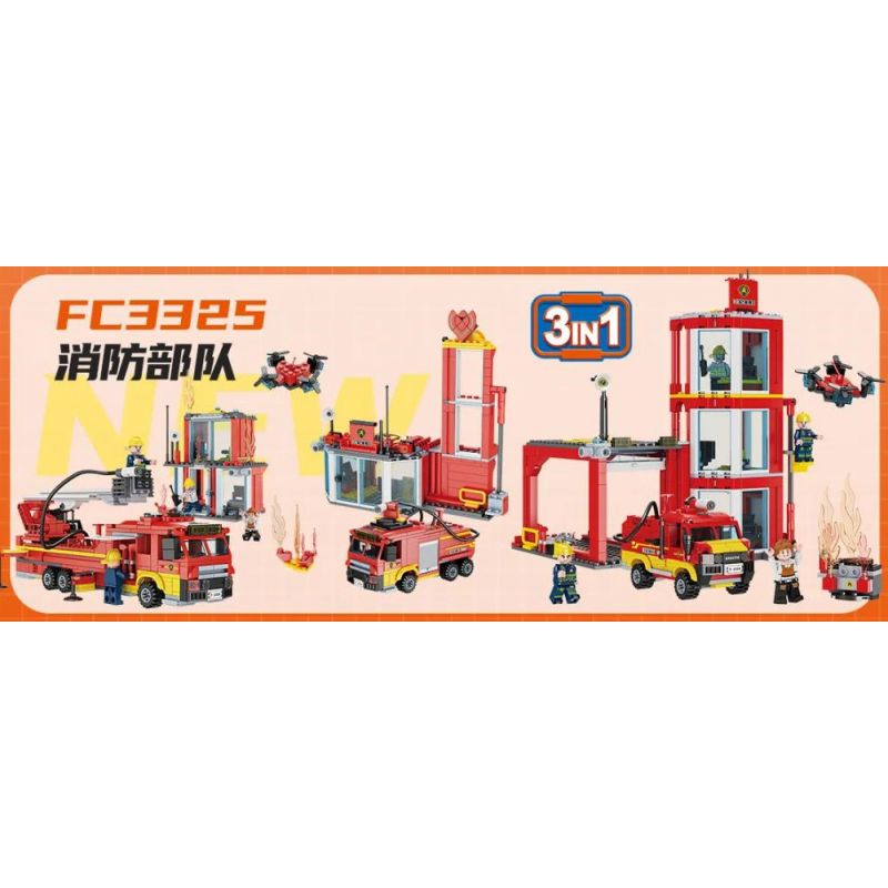 FORANGE FC3325 3325 non Lego ĐỘI CHỮA CHÁY bộ đồ chơi xếp lắp ráp ghép mô hình City Thành Phố 663 khối