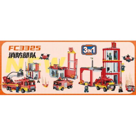 FORANGE FC3325 3325 ĐỘI CHỮA CHÁY bộ đồ chơi xếp lắp ráp ghép mô hình City Thành Phố 663 khối