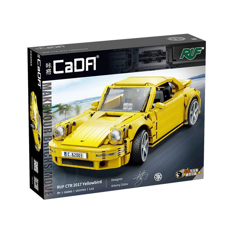 CADA DOUBLEE C62003 62003 RUF CTR 2017 XE THỂ THAO CHIM VÀNG 1:12 tỷ lệ 1:12 bộ đồ chơi xếp lắp ráp ghép mô hình Creator RUF CTR 2017 YELLOWBIRD Sáng Tạo 1515 khối