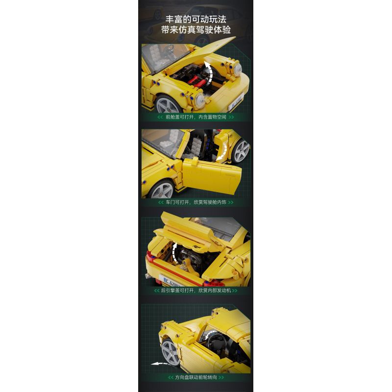 CADA DOUBLEE C62003 62003 RUF CTR 2017 XE THỂ THAO CHIM VÀNG 1:12 tỷ lệ 1:12 bộ đồ chơi xếp lắp ráp ghép mô hình Creator RUF CTR 2017 YELLOWBIRD Sáng Tạo 1515 khối