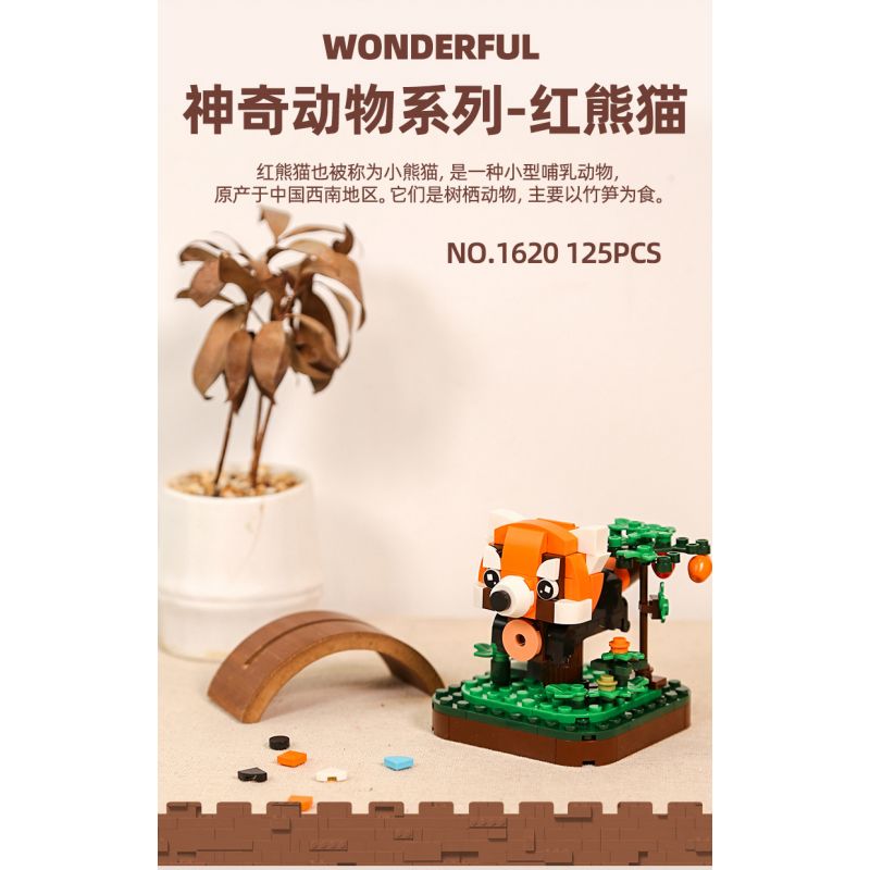 WANGE LIGAO DR.LUCK 1620 QUÁI THÚ TUYỆT VỜI GẤU TRÚC ĐỎ bộ đồ chơi xếp lắp ráp ghép mô hình Creator WONDERFUL ANIMALS Sáng Tạo 125 khối