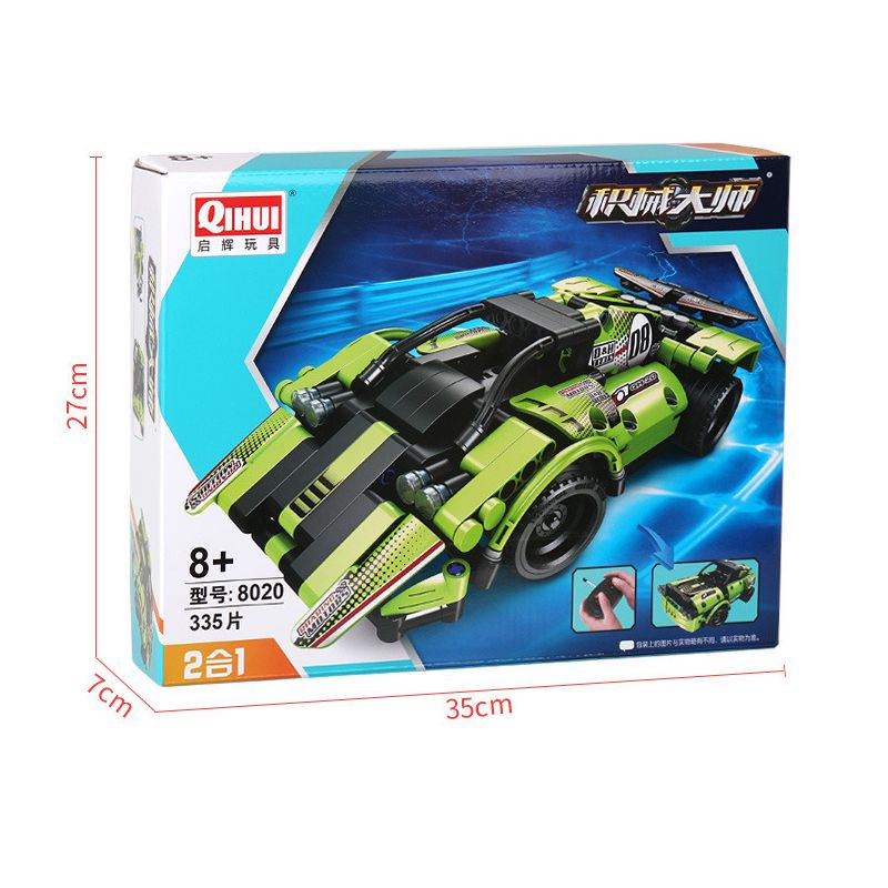 QIHUI 8020 non  XE ĐUA OFF-ROAD XANH LÁ bộ đồ chơi xếp lắp ráp ghép mô hình  Kỹ Thuật Công Nghệ Cao Mô Hình Phương Tiện 335 khối