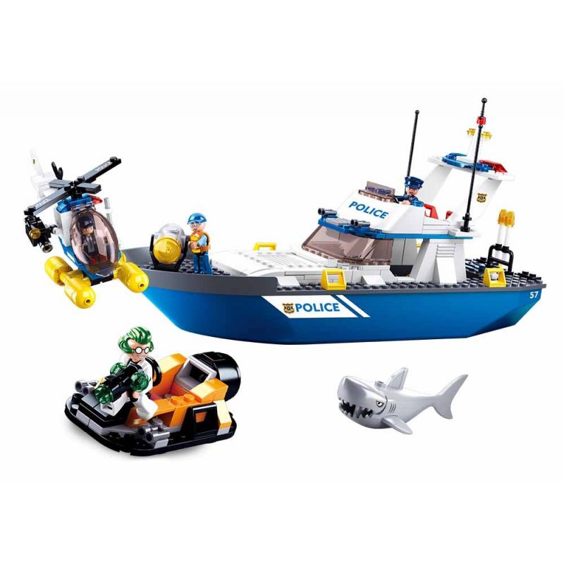 SLUBAN M38-B0657 B0657 0657 M38B0657 38-B0657 non Lego TÀU CẢNH SÁT BIỂN bộ đồ chơi xếp lắp ráp ghép mô hình Police POLICE LAND SEA 347 khối