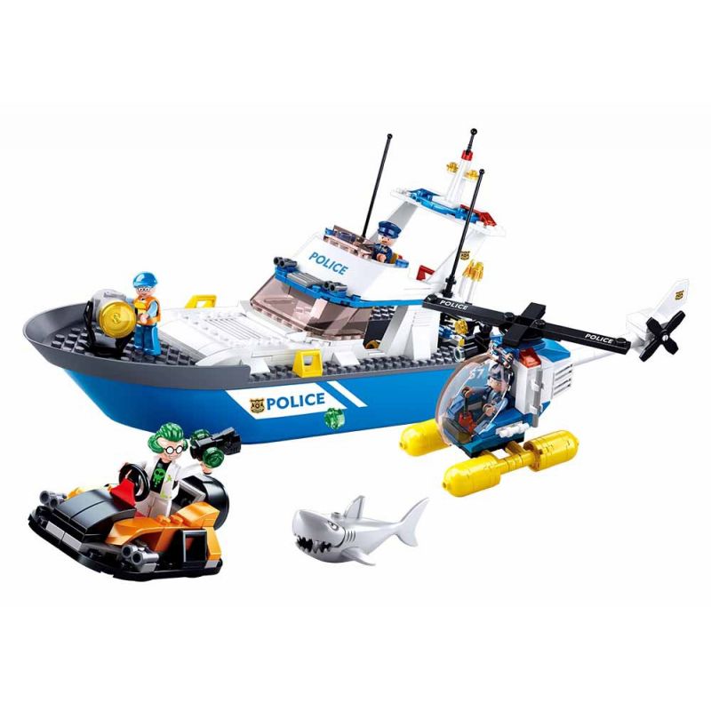 SLUBAN M38-B0657 B0657 0657 M38B0657 38-B0657 non  TÀU CẢNH SÁT BIỂN bộ đồ chơi xếp lắp ráp ghép mô hình Police POLICE LAND SEA 347 khối