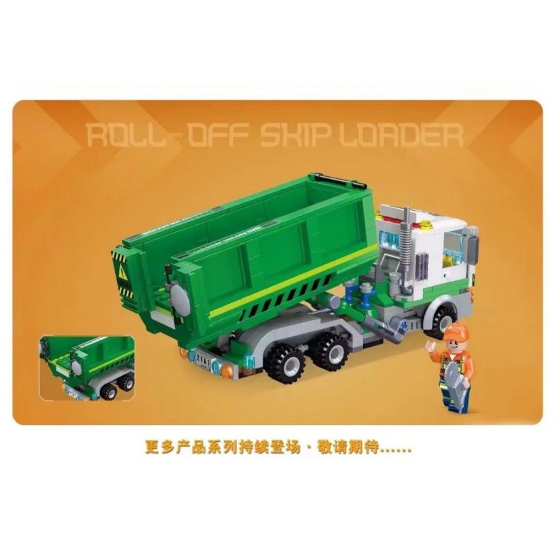 JIESTAR 51032 THÀNH PHỐ TOÀN CẦU TRAILER ĐẦY ĐỦ bộ đồ chơi xếp lắp ráp ghép mô hình City CITY GLOBAL ROLL-OFF SKIP LOADER 351 khối