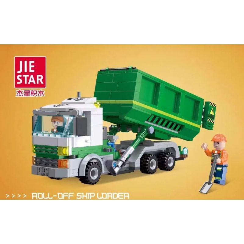 JIESTAR 51032 THÀNH PHỐ TOÀN CẦU TRAILER ĐẦY ĐỦ bộ đồ chơi xếp lắp ráp ghép mô hình City CITY GLOBAL ROLL-OFF SKIP LOADER 351 khối