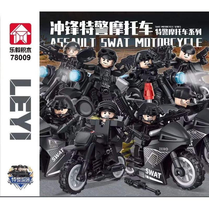 LE YI 78009 XE MÁY TẤN CÔNG SWAT 8 MẪU bộ đồ chơi xếp lắp ráp ghép mô hình City ASSAULT SWAT MOTORCYCLE Thành Phố