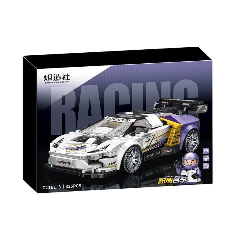 SOUZOSHA C2161-3 2161-3 non Lego XE SANG JISU MÀU TÍM bộ đồ chơi xếp lắp ráp ghép mô hình Speed Champions Racing Cars Đua Xe Công Thức 325 khối