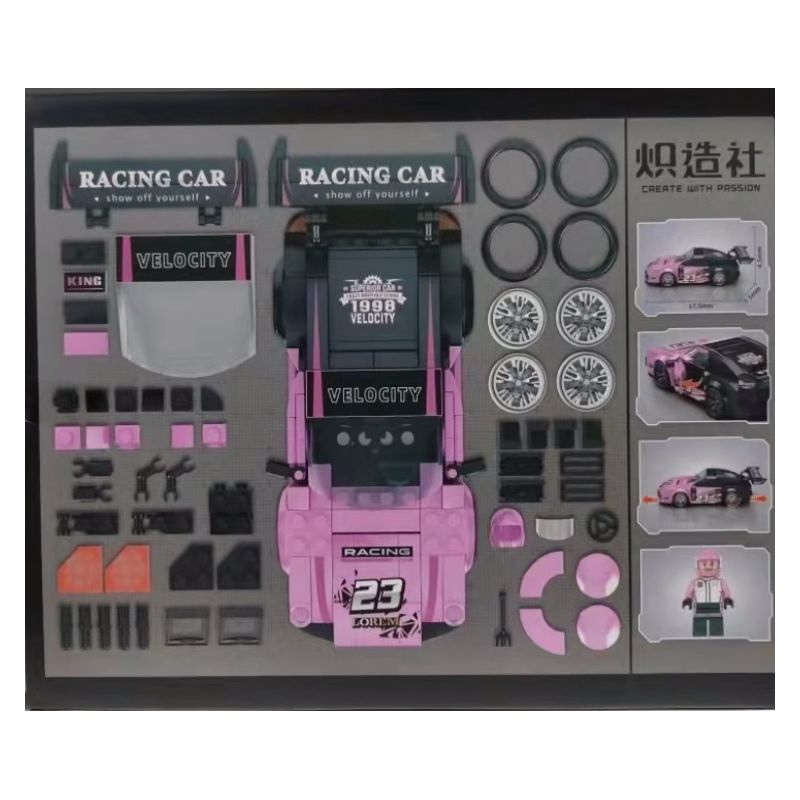 KOZOSHA C2161-4 2161-4 XE SANG JISU MÀU HỒNG bộ đồ chơi xếp lắp ráp ghép mô hình Speed Champions Racing Cars Đua Xe Công Thức 302 khối