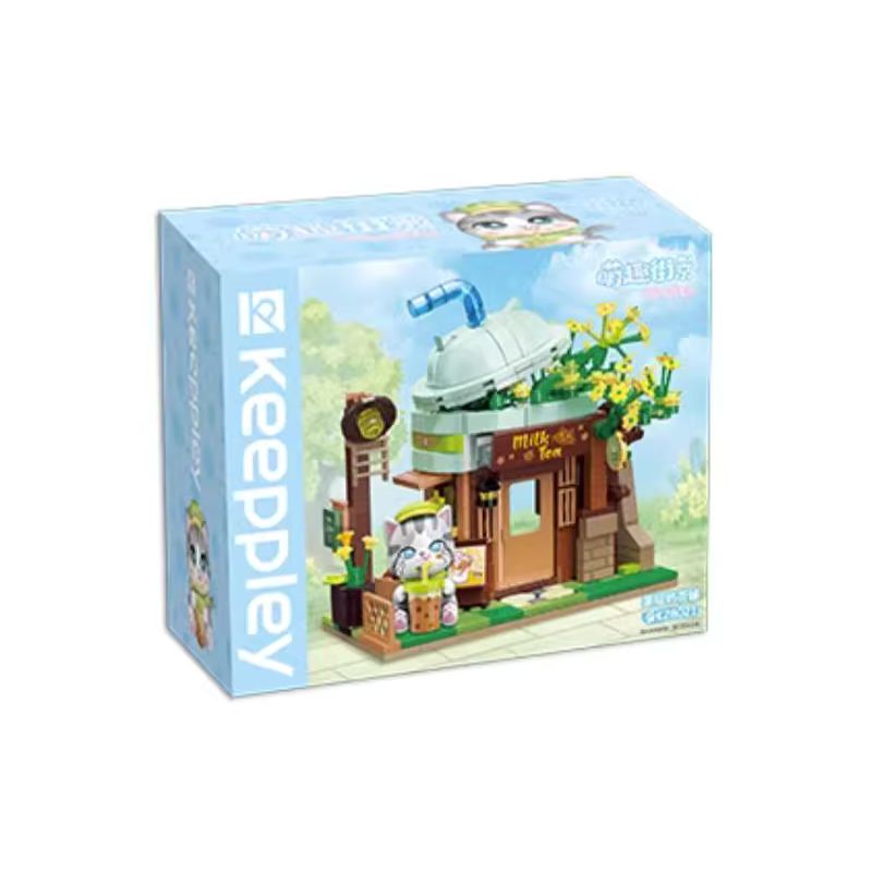 KEEPPLEY K28021 28021 CẢNH ĐƯỜNG PHỐ DỄ THƯƠNG MÈO THAM LAM QUÁN TRÀ SỮA NGẮN MEI bộ đồ chơi xếp lắp ráp ghép mô hình