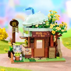 KEEPPLEY K28021 28021 CẢNH ĐƯỜNG PHỐ DỄ THƯƠNG MÈO THAM LAM QUÁN TRÀ SỮA NGẮN MEI bộ đồ chơi xếp lắp ráp ghép mô hình