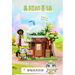 KEEPPLEY K28021 28021 CẢNH ĐƯỜNG PHỐ DỄ THƯƠNG MÈO THAM LAM QUÁN TRÀ SỮA NGẮN MEI bộ đồ chơi xếp lắp ráp ghép mô hình