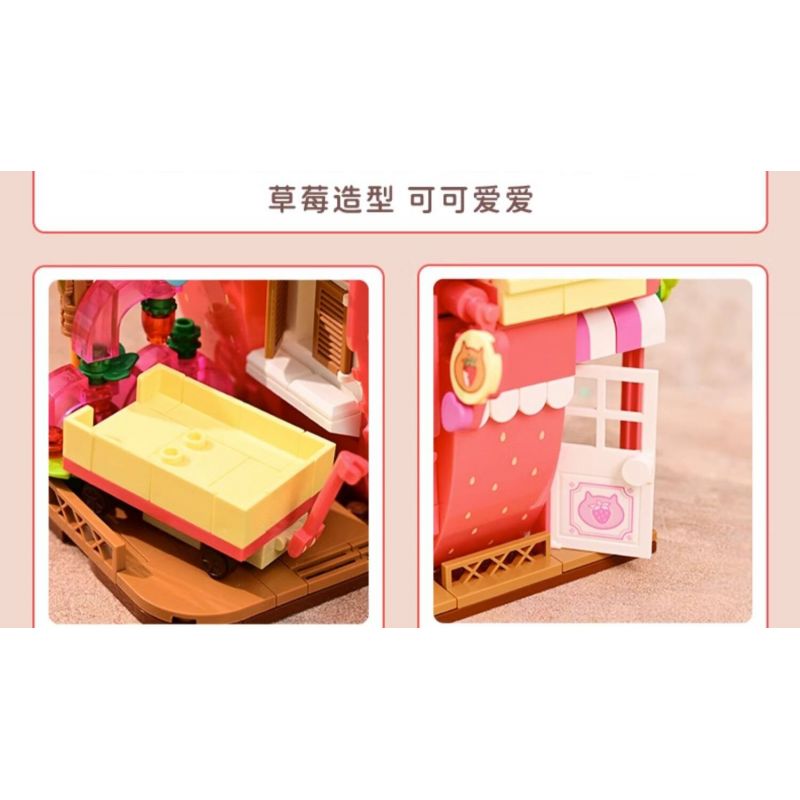 KEEPPLEY K28022 28022 CẢNH ĐƯỜNG PHỐ DỄ THƯƠNG CHÚ MÈO THAM LAM NGÔI NHÀ SỮA VÀ DÂU bộ đồ chơi xếp lắp ráp ghép mô hình