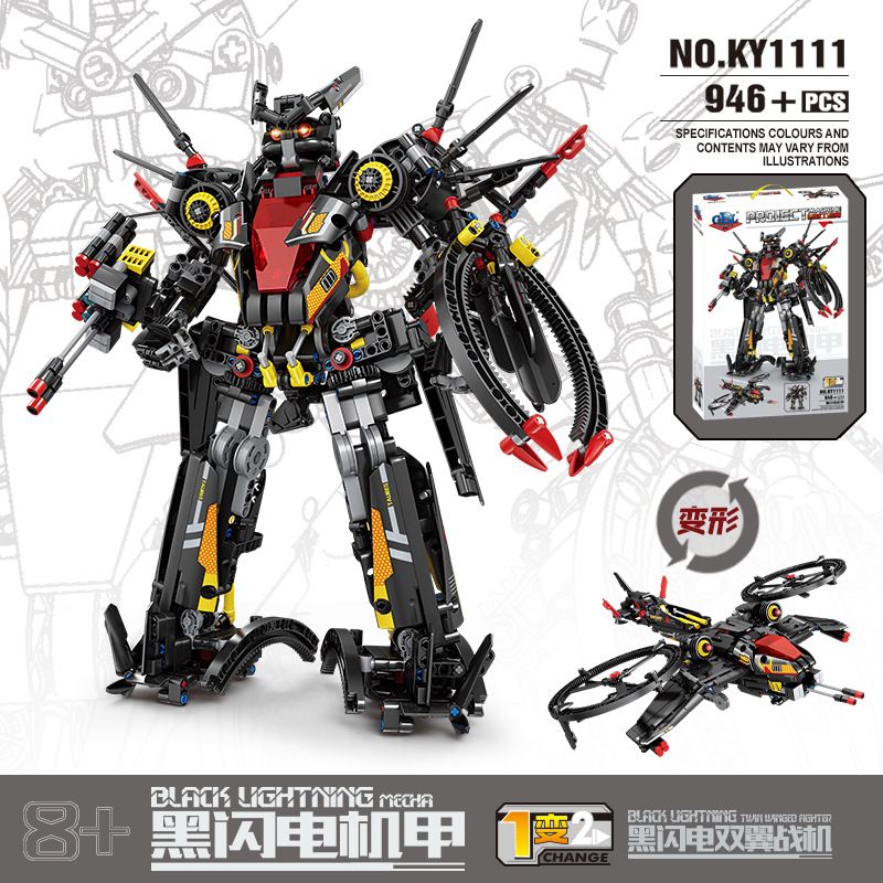 Kazi KY1111 1111 MECHA TIA CHỚP ĐEN bộ đồ chơi xếp lắp ráp ghép mô hình Technic BLACK LIGHTNING MECHA Kỹ Thuật Công Nghệ Cao Mô Hình Phương Tiện 946 khối