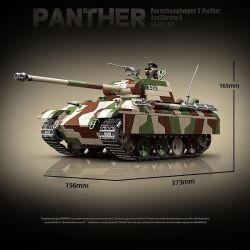 QuanGuan 100252 Quan Guan 100252 XE TĂNG PANTHER bộ đồ chơi xếp lắp ráp ghép mô hình Military Army PANZERKAMPFWAGEN V PANTHER AUSF.G Quân Sự Bộ Đội 2136 khối
