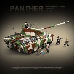 QuanGuan 100252 Quan Guan 100252 XE TĂNG PANTHER bộ đồ chơi xếp lắp ráp ghép mô hình Military Army PANZERKAMPFWAGEN V PANTHER AUSF.G Quân Sự Bộ Đội 2136 khối