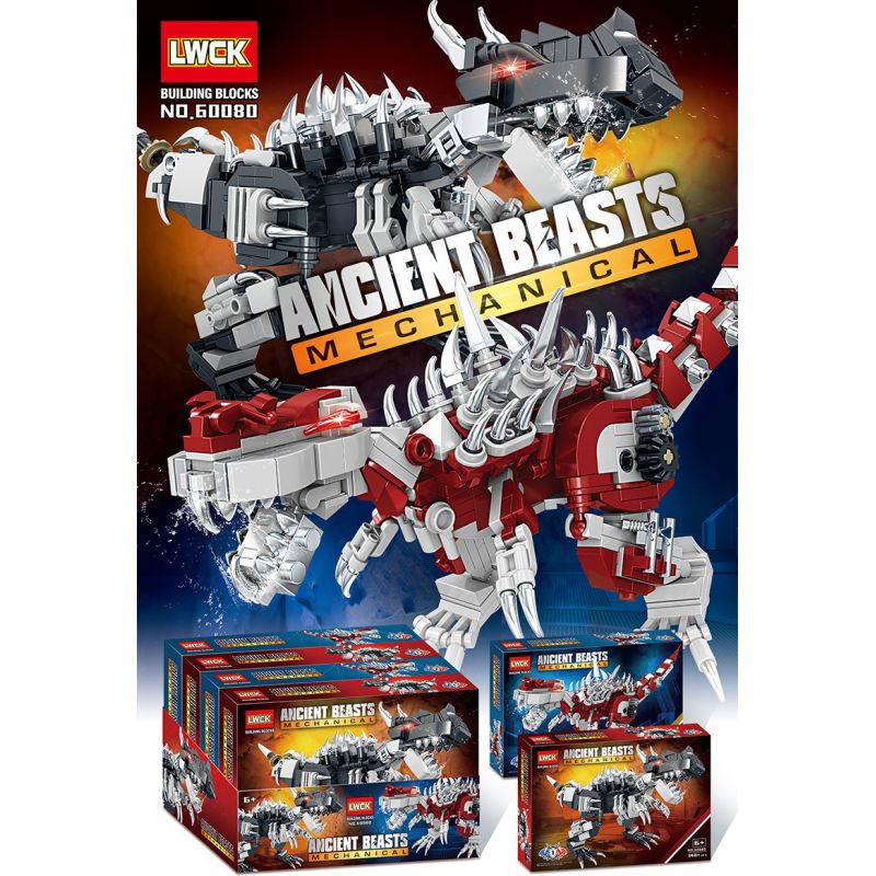 LWCK 60080 CƠ KHÍ QUÁI THÚ CỔ ĐẠI bộ đồ chơi xếp lắp ráp ghép mô hình 678 khối