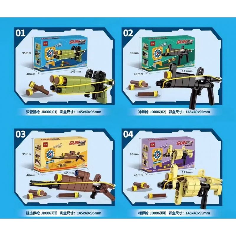 JDBRICK JD006 SÚNG MINI 6 LOẠI bộ đồ chơi xếp lắp ráp ghép mô hình Technic Kỹ Thuật Công Nghệ Cao Mô Hình Phương Tiện