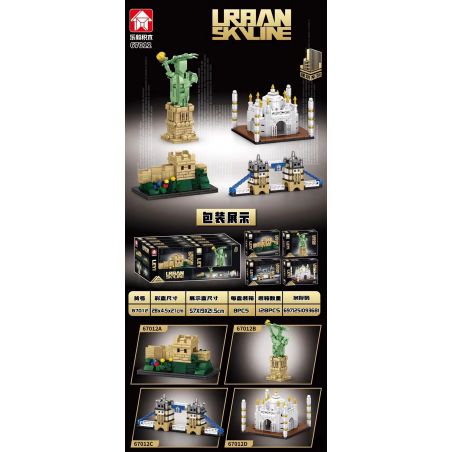 LE YI 67012 4 LOẠI CÔNG TRÌNH VẠN LÝ TRƯỜNG THÀNH TƯỢNG NỮ THẦN TỰ DO CẦU THÁP TAJ MAHAL bộ đồ chơi xếp lắp ráp ghép mô hình Architecture Công Trình Kiến Trúc